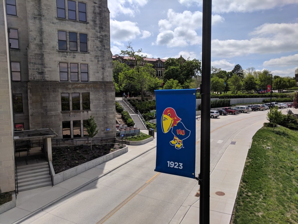 Outdoor pole banner of the KU Mascot in 1923